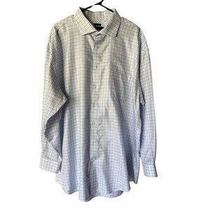 Jos A Bank Reserve Men's White & Light Blue Casual Buttoned Shirt